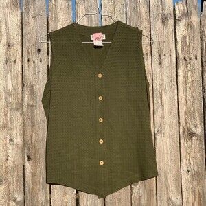 Vintage Women's Olive Colored Timbuktu Vest Size Small- large